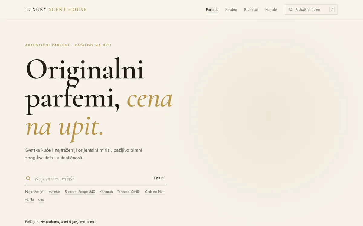 Sajt Luxury Scent House, luxuryscenthouse.com