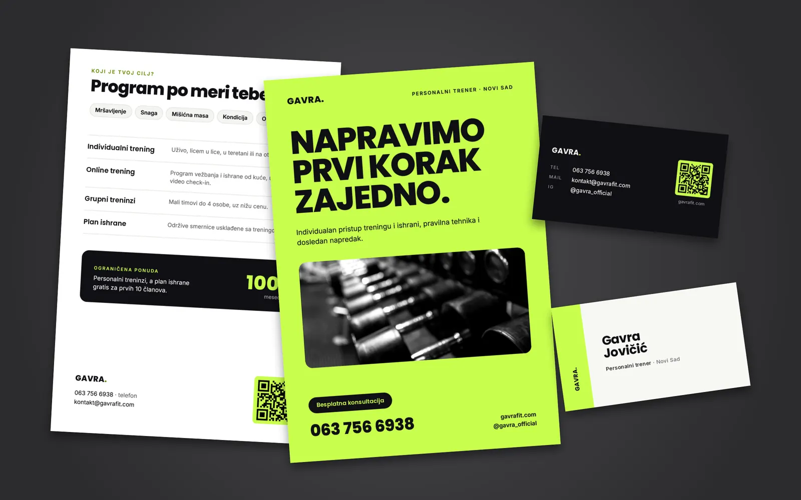 Vizit karta i letak A5 za Gavra Fit