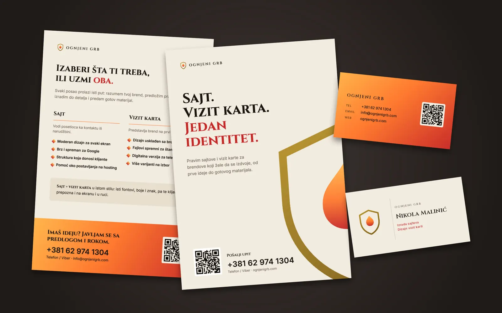 Vizit karta i letak A5 za Ognjeni Grb
